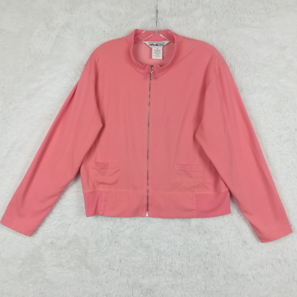Vintage Weekend Traffic Sweatshirt Womens Full Zip Pink Mock Neck XL